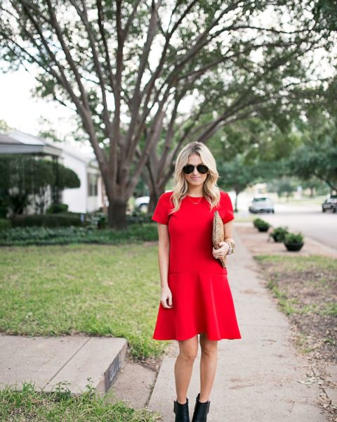 Red Dress & Statement Clutch