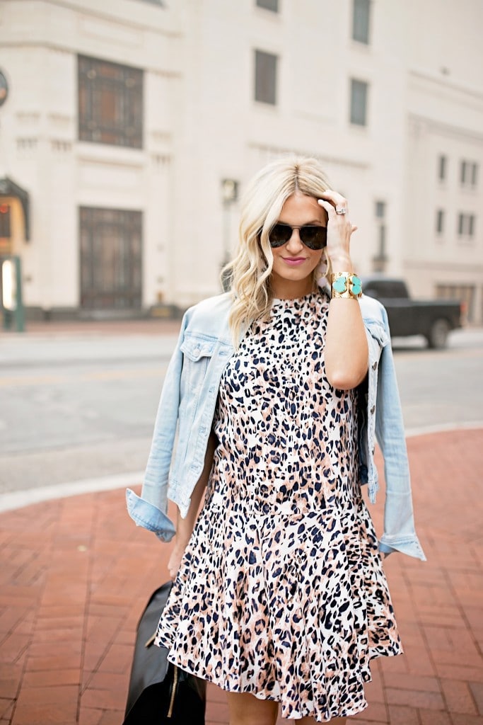 dress and denim jacket