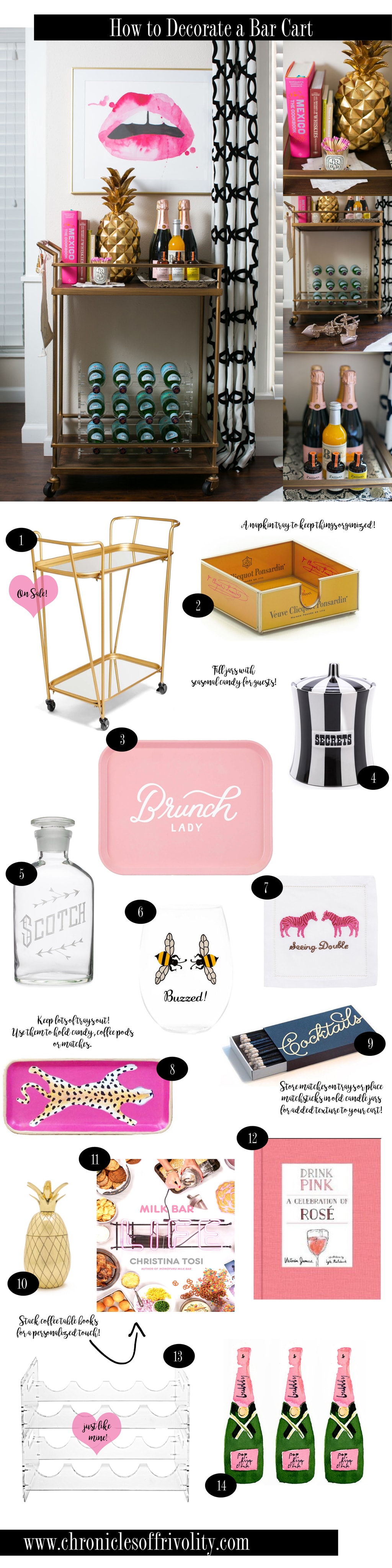 how to decorate a bar cart