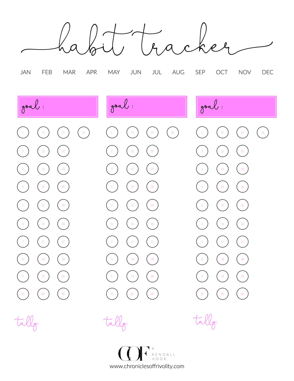 How To Track Your Goals- Downloadable Habit Tracker | Chronicles Of  Frivolity