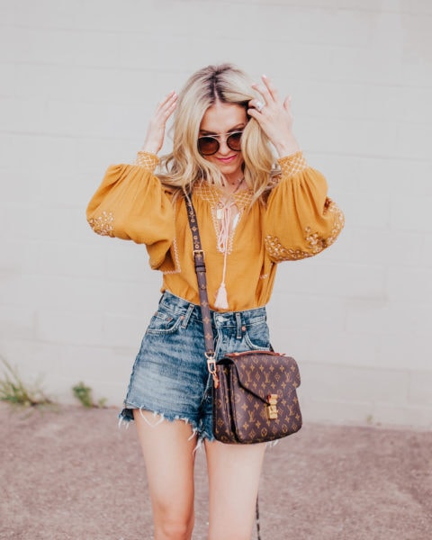 Boho Blouse + Denim Shorts