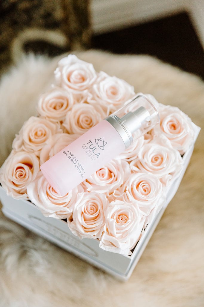 Tula Acne Gel on Pink Roses