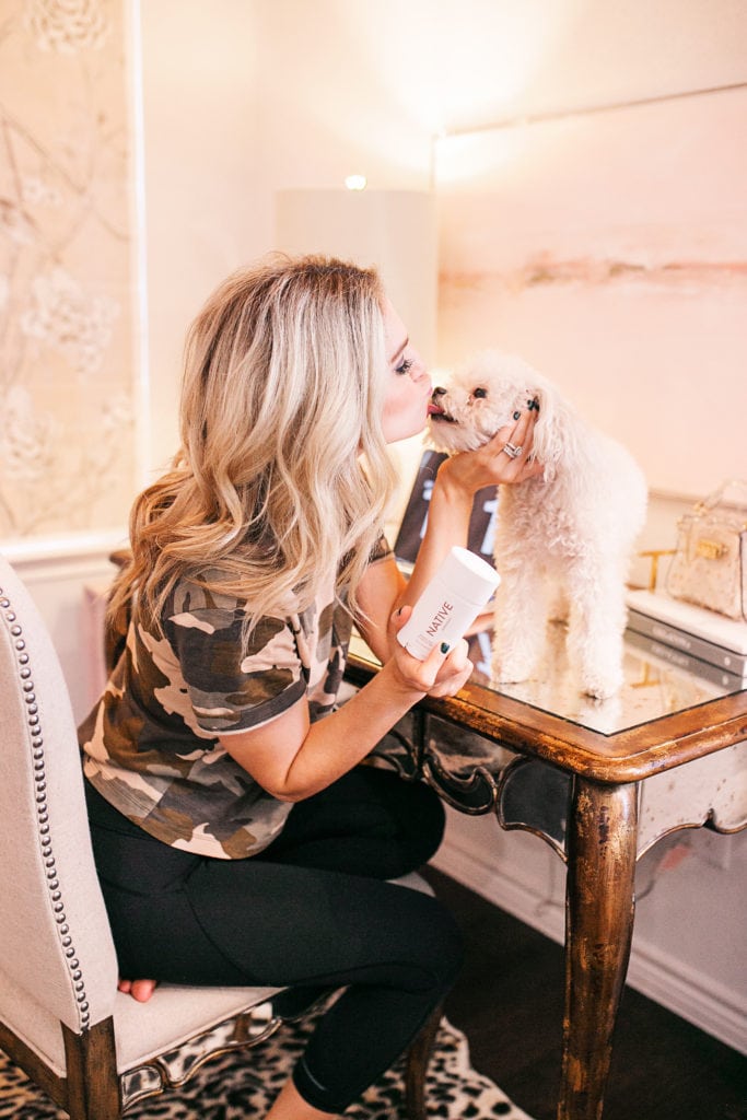 blonde girl and dog