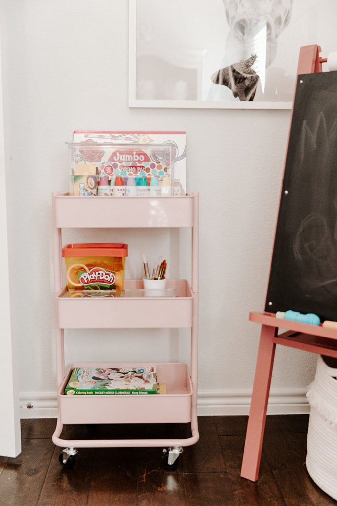 organized crayons and paints