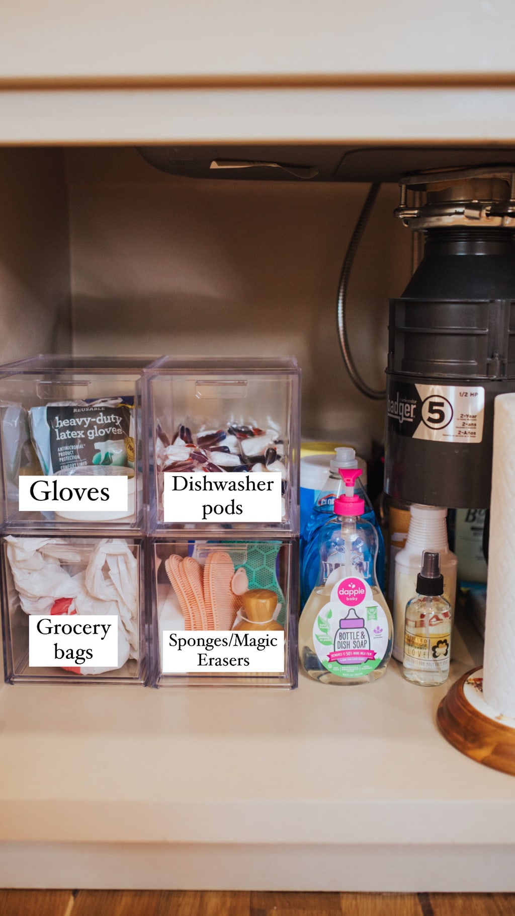 under the kitchen sink storage  Dishwasher pods storage, Under kitchen  sink organization, Dishwasher pods