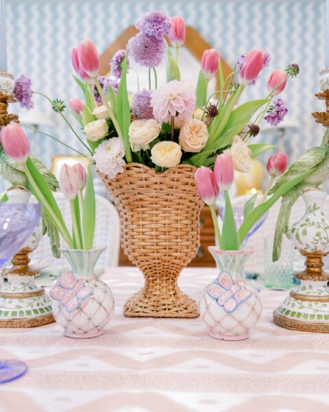 A Tablescape with Pink and Green